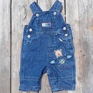 Teddy Bear Embroidered Overalls